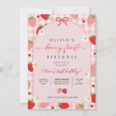 Berry First Birthday Invitation, Editable 1st Birt Kaart (Voorkant)