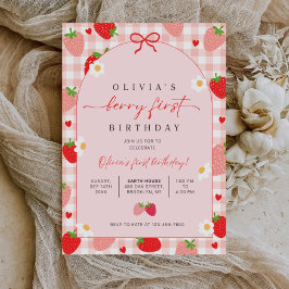 Berry First Birthday Invitation, Editable 1st Birt Kaart