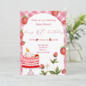 Berry First Birthday Invitation Kaart (Staand voorkant)