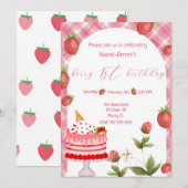 Berry First Birthday Invitation Kaart (Voorkant / Achterkant)