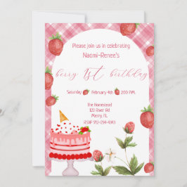 Berry First Birthday Invitation Kaart