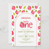 Berry First Birthday Invitation Kaart (Voorkant)