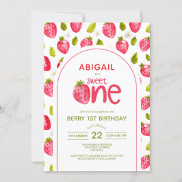 Berry First Birthday Invitation Kaart