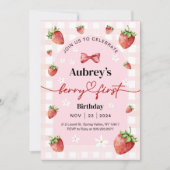 Berry First Birthday Invitation Kaart (Voorkant)