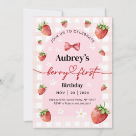 Berry First Birthday Invitation Kaart