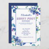 Berry First Birthday Invitation Kaart (Voorkant / Achterkant)