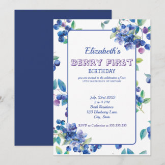 Berry First Birthday Invitation Kaart