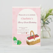 Berry First Birthday Invitation  Kaart (Staand voorkant)
