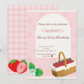 Berry First Birthday Invitation  Kaart (Voorkant / Achterkant)