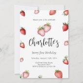 Berry First Birthday Invitation Kaart (Voorkant)