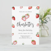 Berry First Birthday Invitation Kaart (Staand voorkant)