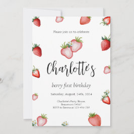 Berry First Birthday Invitation Kaart