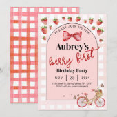 Berry First Birthday Invitation Kaart (Voorkant / Achterkant)