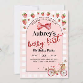 Berry First Birthday Invitation Kaart