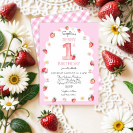 Berry First Birthday Invitation Kaart