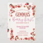 Berry First Birthday Invitation Kaart (Voorkant / Achterkant)