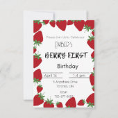 Berry First Birthday Invitation Kaart (Voorkant)
