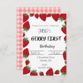 Berry First Birthday Invitation Kaart (Voorkant / Achterkant)
