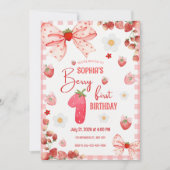 Berry First Birthday Invitation Sjabloon Berry 1st Kaart (Voorkant)