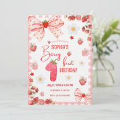 Berry First Birthday Invitation Sjabloon Berry 1st Kaart (Staand voorkant)