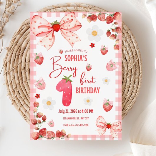 Berry First Birthday Invitation Sjabloon Berry 1st Kaart