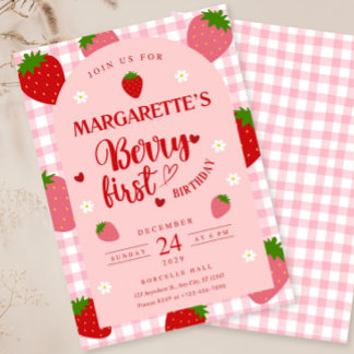 Berry First Birthday Invitation Sjabloon Berry 1st Kaart