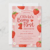 Berry First Birthday Invitation Sjabloon Berry 1st Kaart (Voorkant)