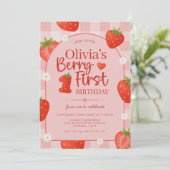 Berry First Birthday Invitation Sjabloon Berry 1st Kaart (Staand voorkant)