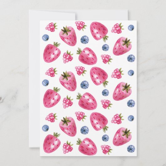 Berry First Birthday Invitation Strawberry Theme Kaart (Achterkant)