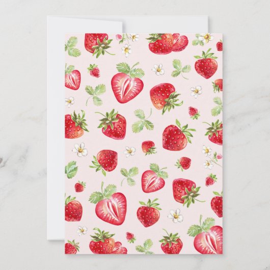 Berry First Birthday Invitation Strawberry Theme Kaart (Achterkant)