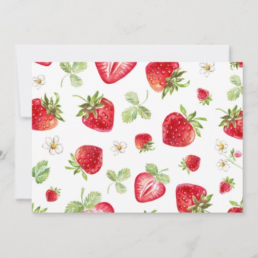 Berry First Birthday Invitation Strawberry Theme Kaart (Achterkant)