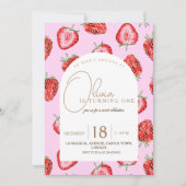 Berry First Birthday Invitation Waterverf Kaart (Voorkant)