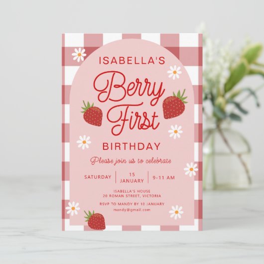 Berry First Birthday Kaart (Staand voorkant)