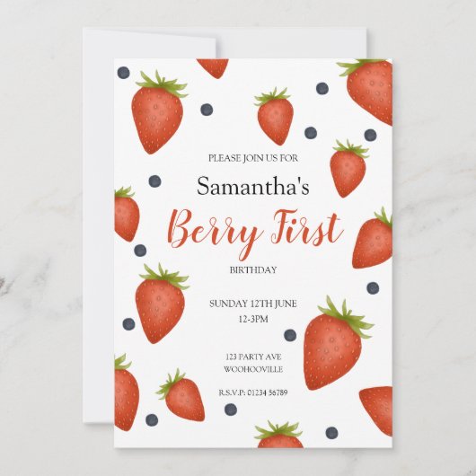 Berry First Birthday Kaart (Voorkant)