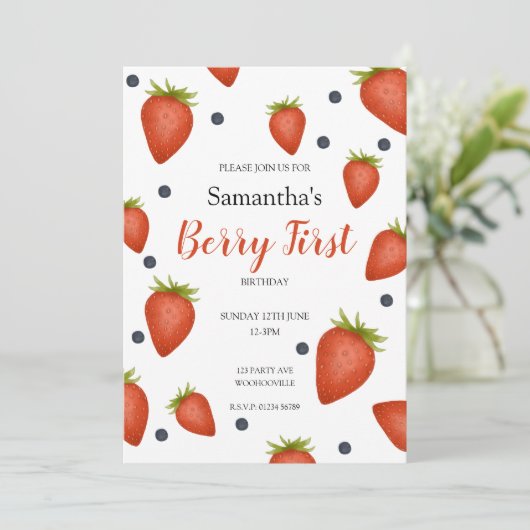 Berry First Birthday Kaart (Staand voorkant)