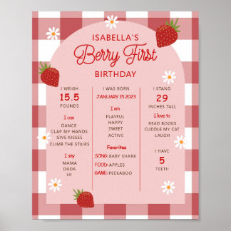 Berry First Birthday Milestone Poster