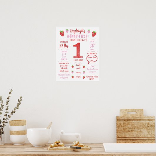 Berry First Birthday Milestone Poster (Keuken)