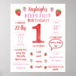 Berry First Birthday Milestone Poster<br><div class="desc">Eerste verjaardag Berry First Mijlsteen Poster</div>