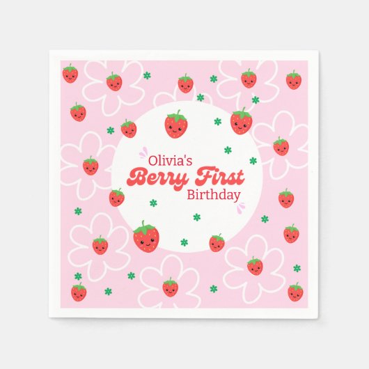 Berry First Birthday Napkins Servet (Voorkant)