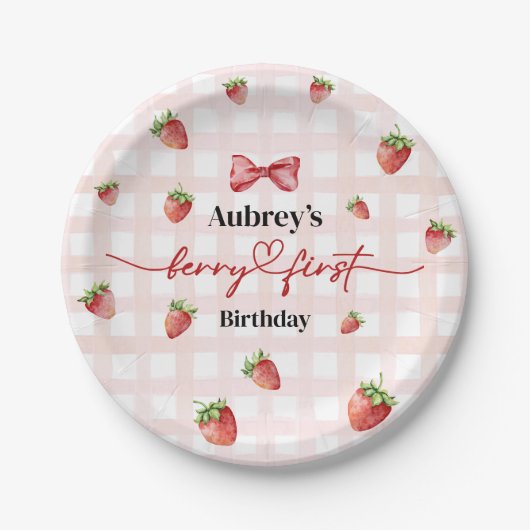 Berry First Birthday Paper Plate Papieren Bordje (Voorkant)