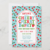 Berry First Birthday Party Fotouitnodiging Kaart (Voorkant)