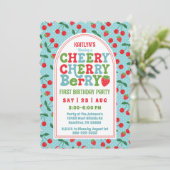 Berry First Birthday Party Fotouitnodiging Kaart (Staand voorkant)