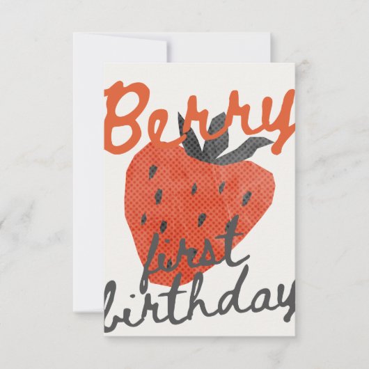 Berry First Birthday Party Invitation Kaart (Voorkant)
