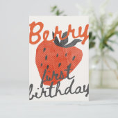Berry First Birthday Party Invitation Kaart (Staand voorkant)