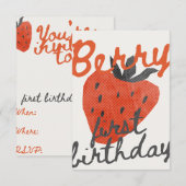 Berry First Birthday Party Invitation Kaart (Voorkant / Achterkant)
