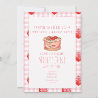 Berry First Birthday Party Invitation Kaart