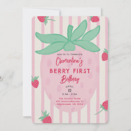 Berry First Birthday Party Invitation Kaart