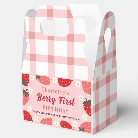 Berry First Birthday Party Invitation Strawberry F Bedankdoosjes (Geopend)