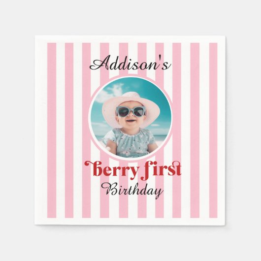 Berry First Birthday Party Papieren beker Servet (Voorkant)