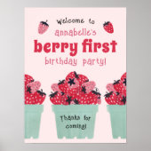 Berry First Birthday Party Poster Sign (Voorkant)
